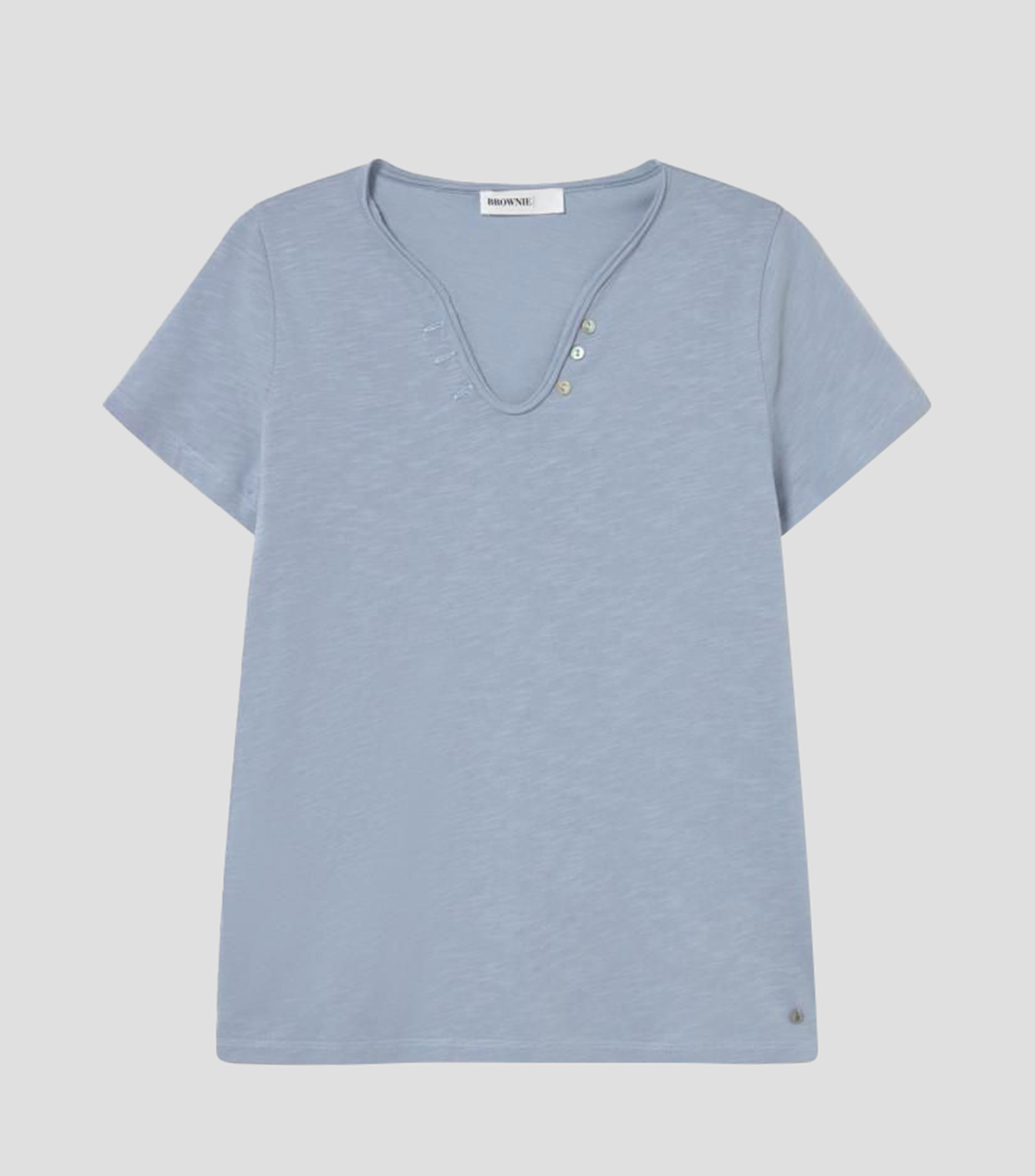 Playera cuello V manga corta liso Mujer